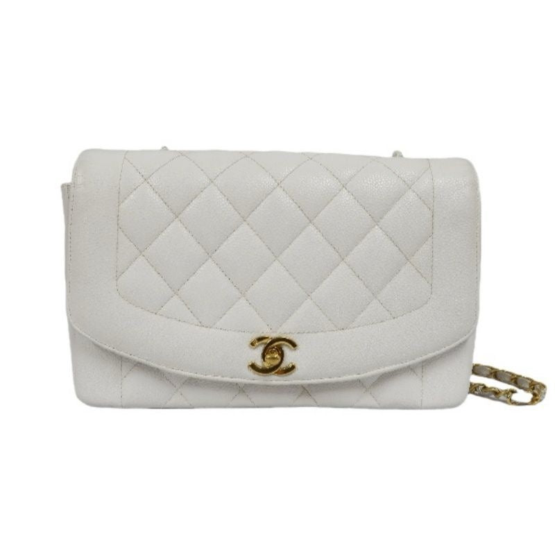 Chanel White Caviar Leather Classic Flap Bag with Gold-Tone Hardware, Chain Shoulder Bag