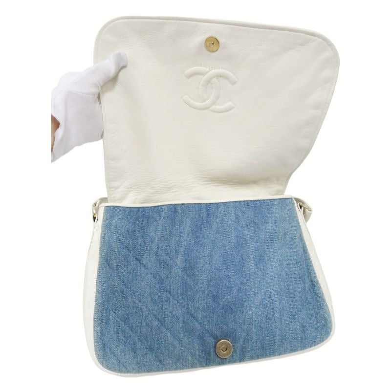 Chanel Blue Denim Canvas Chain Shoulder Bag