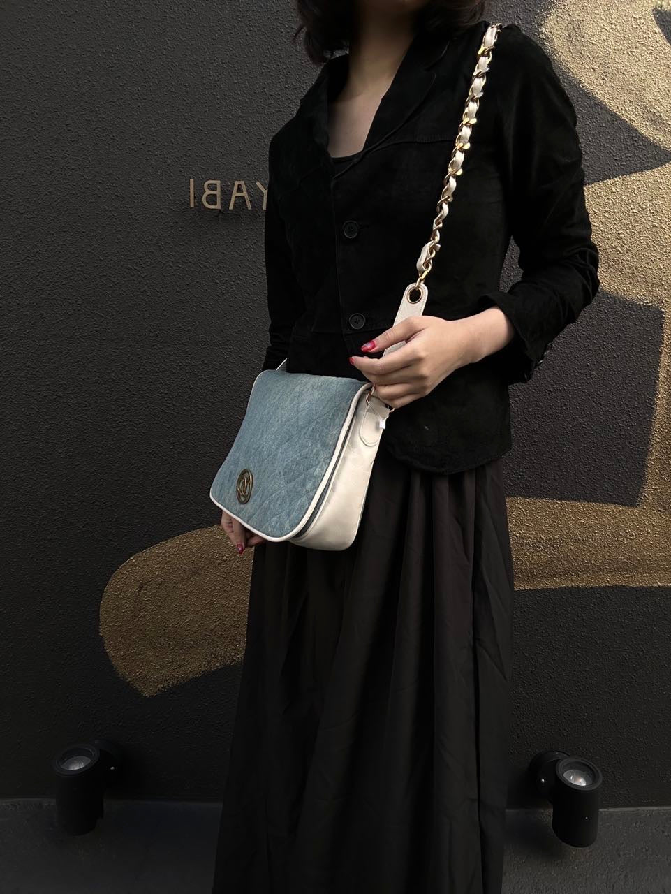 Chanel Blue Denim Canvas Chain Shoulder Bag
