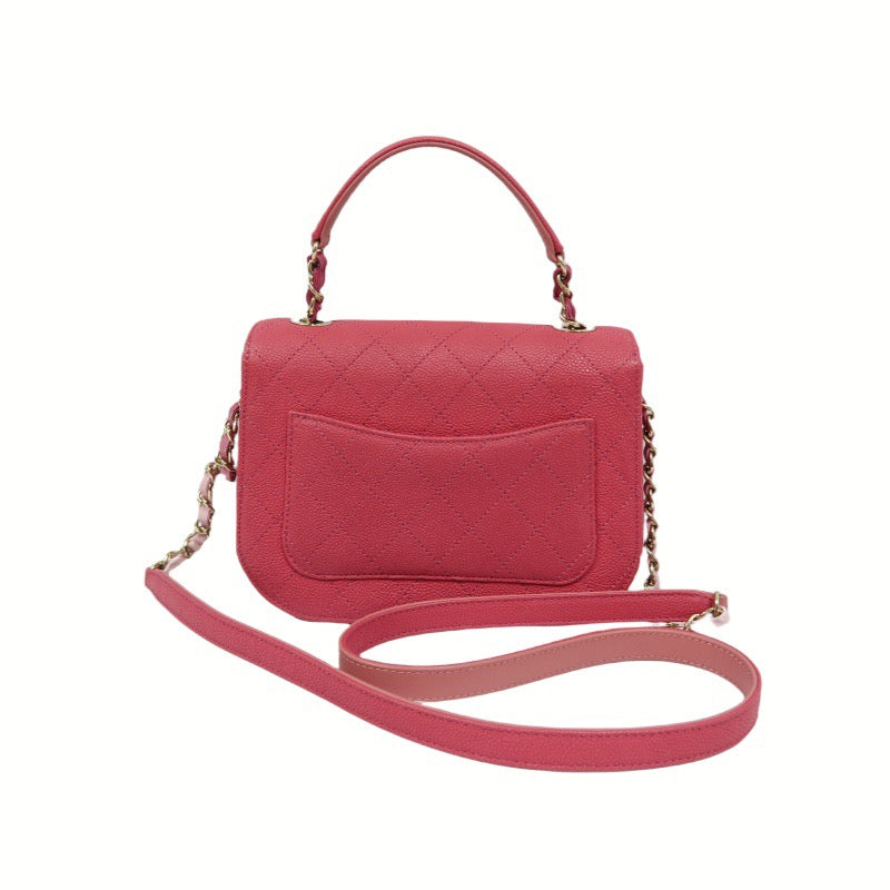 Chanel Pink Lambskin Top Handle Chain Shoulder Bag with Gold-Tone Hardware