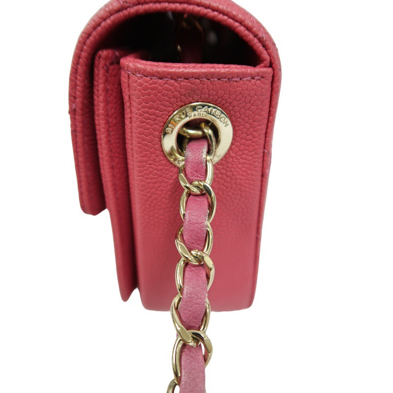 Chanel Pink Lambskin Top Handle Chain Shoulder Bag with Gold-Tone Hardware