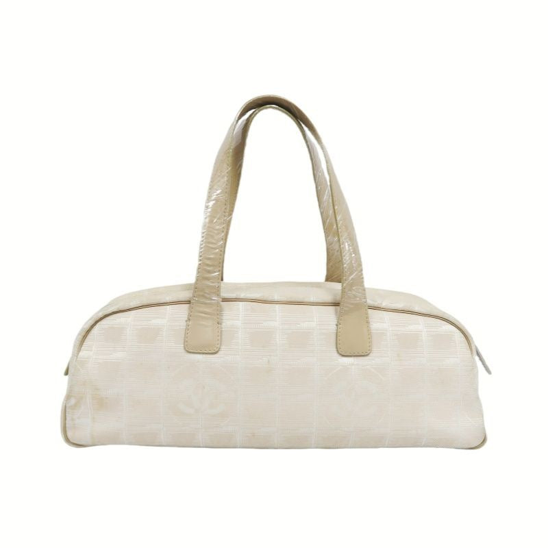 Chanel New Travel Boston Bag | Nude Pink Canvas Ice Cube Quilted Bowling Handbag, w/Guarantee Card