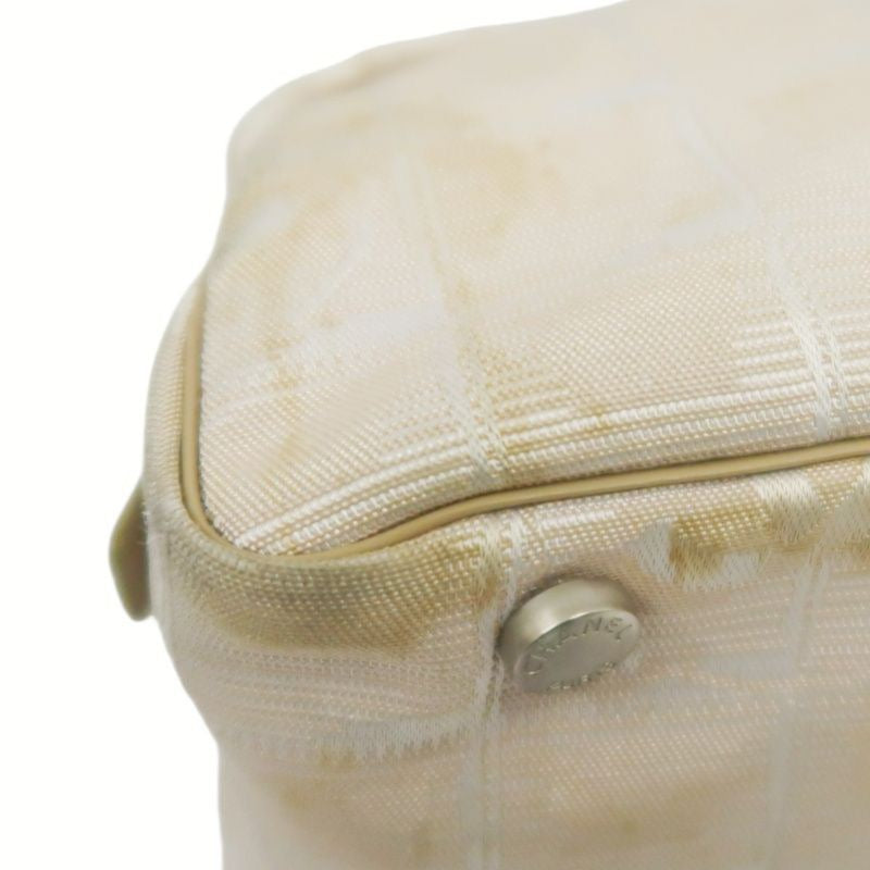 Chanel New Travel Boston Bag | Nude Pink Canvas Ice Cube Quilted Bowling Handbag, w/Guarantee Card