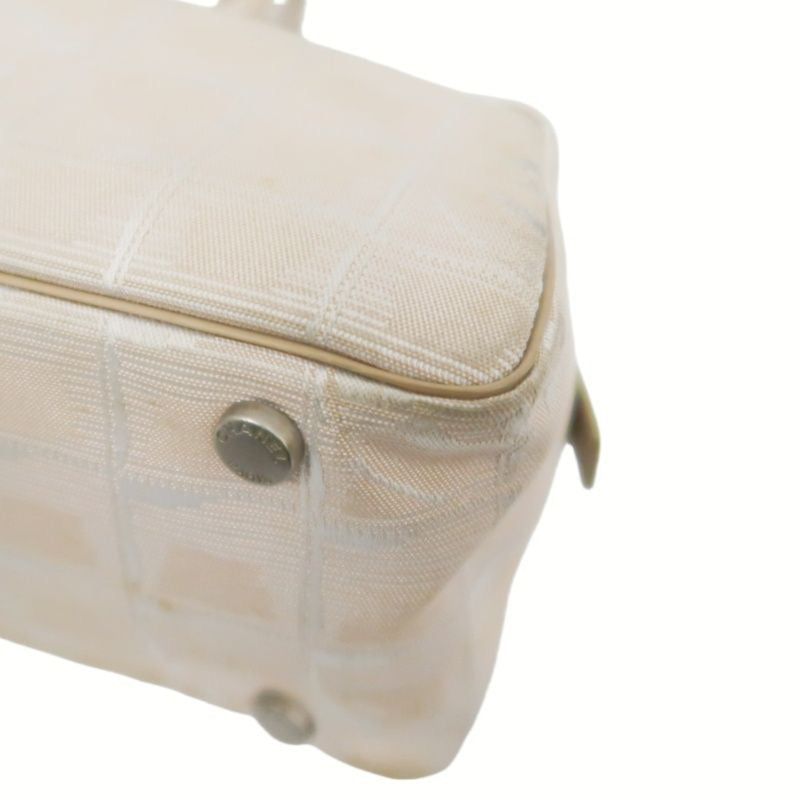 Chanel New Travel Boston Bag | Nude Pink Canvas Ice Cube Quilted Bowling Handbag, w/Guarantee Card