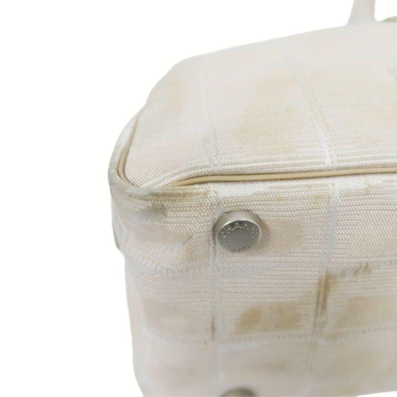 Chanel New Travel Boston Bag | Nude Pink Canvas Ice Cube Quilted Bowling Handbag, w/Guarantee Card