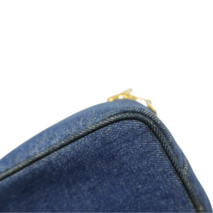 Chanel Blue Denim Vanity Pouch with Gold-Tone Hardware