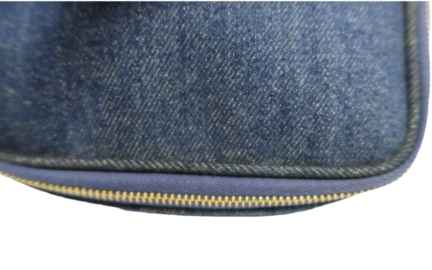 Chanel Blue Denim Vanity Pouch with Gold-Tone Hardware