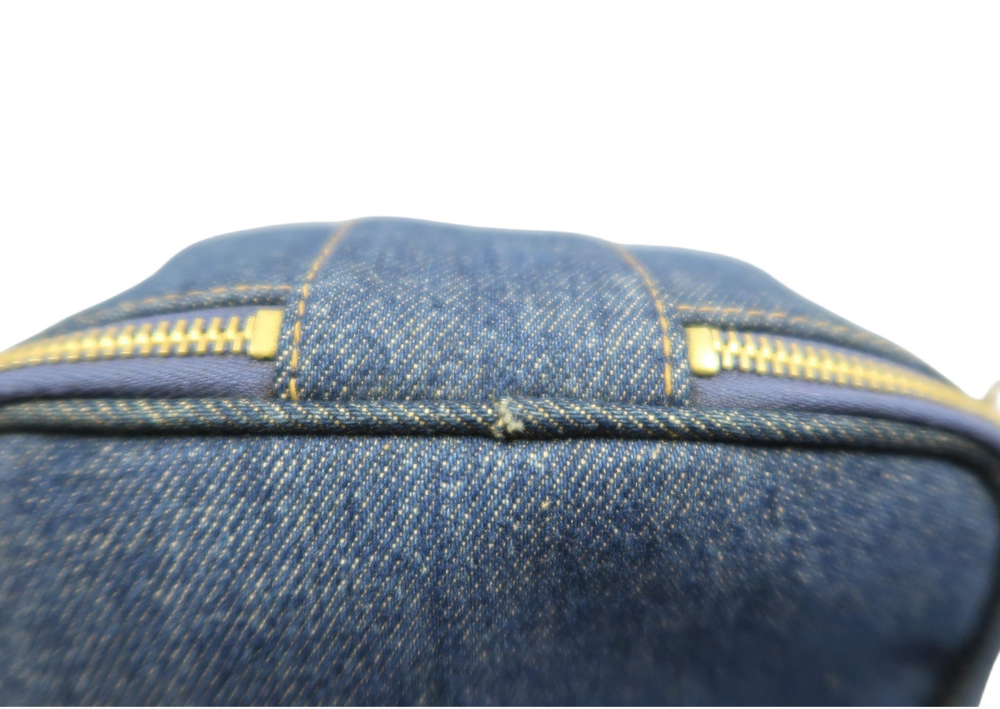 Chanel Blue Denim Vanity Pouch with Gold-Tone Hardware