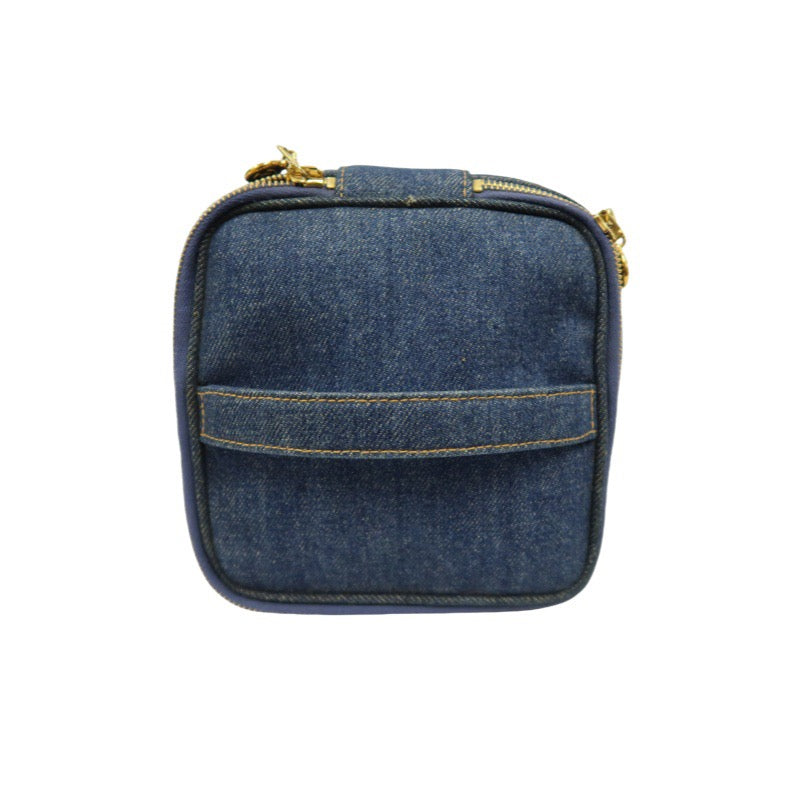 Chanel Blue Denim Vanity Pouch with Gold-Tone Hardware