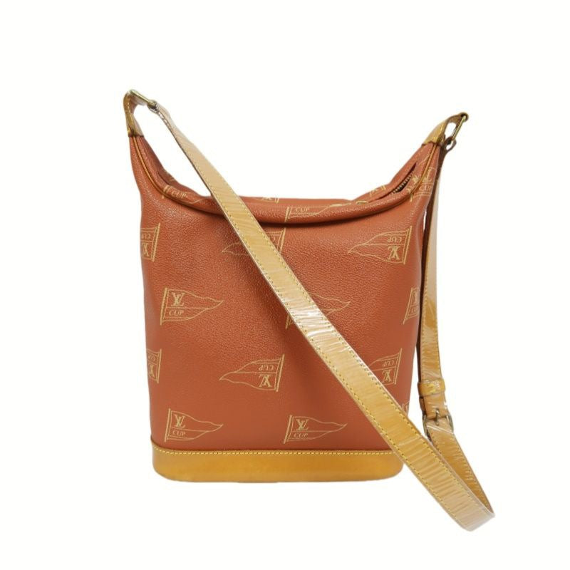 Louis Vuitton Monogram Vuitton Cup Rituelle Bag, Brown Monogram Canvas with Red Leather Trim, Shoulder Bag