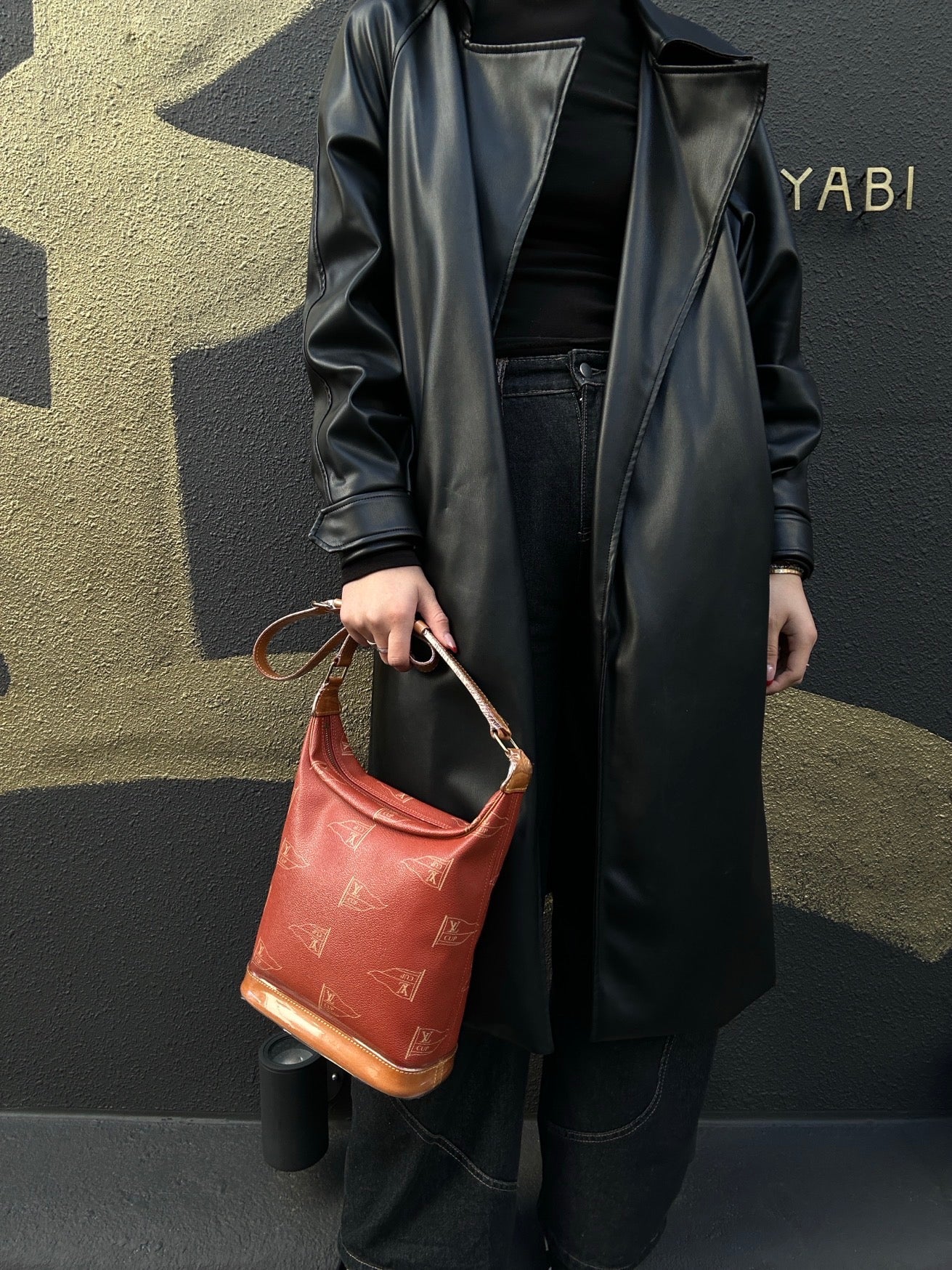 Louis Vuitton Monogram Vuitton Cup Rituelle Bag, Brown Monogram Canvas with Red Leather Trim, Shoulder Bag