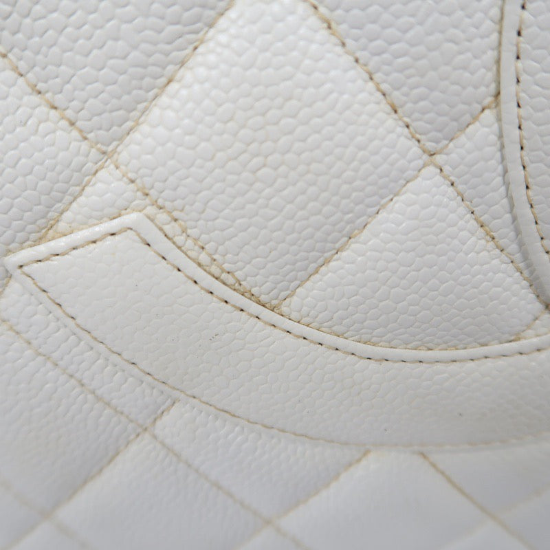 Chanel White Caviar Leather Reissue Matelasse Tote Bag (7 Series) with Gold-Tone Hardware and Guarantee Card