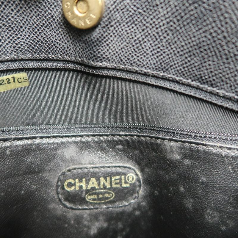 Chanel Black Caviar Leather Logo Tote Shoulder Bag