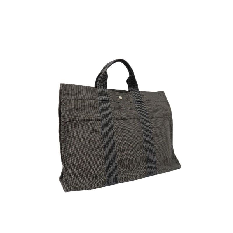 Hermes Herline MM Canvas Tote Bag in Gray/Black