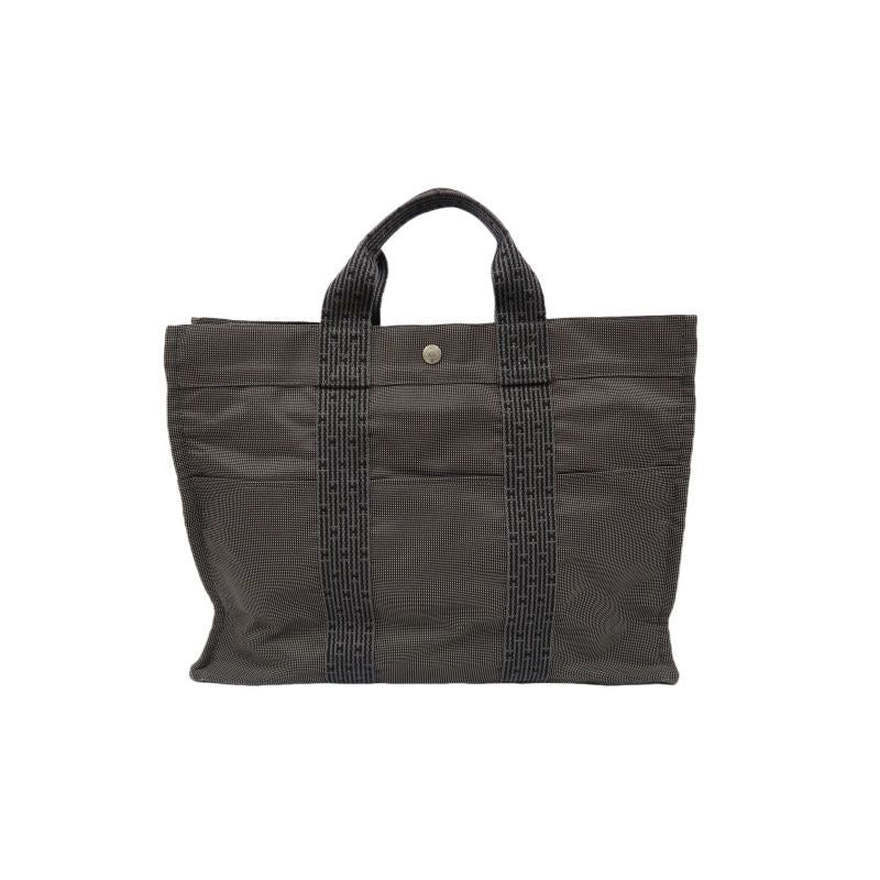 Hermes Herline MM Canvas Tote Bag in Gray/Black