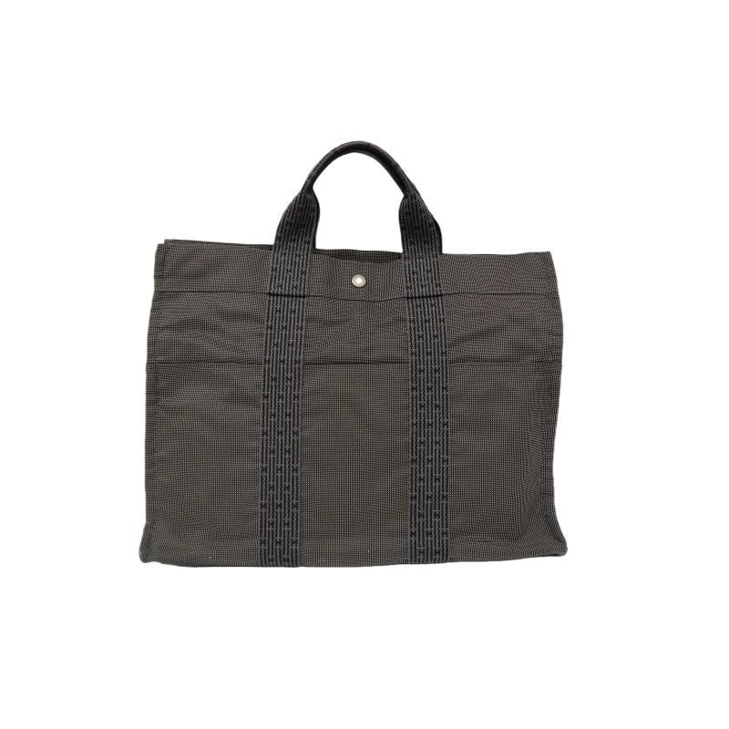 Hermes Herline MM Canvas Tote Bag in Gray/Black