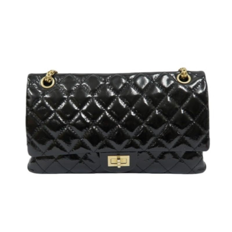 Chanel Black Patent Leather 2.55 Shoulder Bag with Gold Hardware