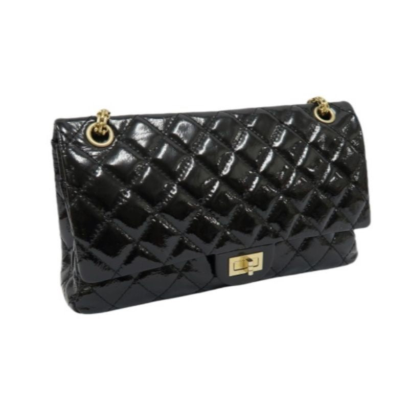 Chanel Black Patent Leather 2.55 Shoulder Bag with Gold Hardware