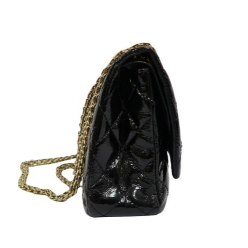 Chanel Black Patent Leather 2.55 Shoulder Bag with Gold Hardware