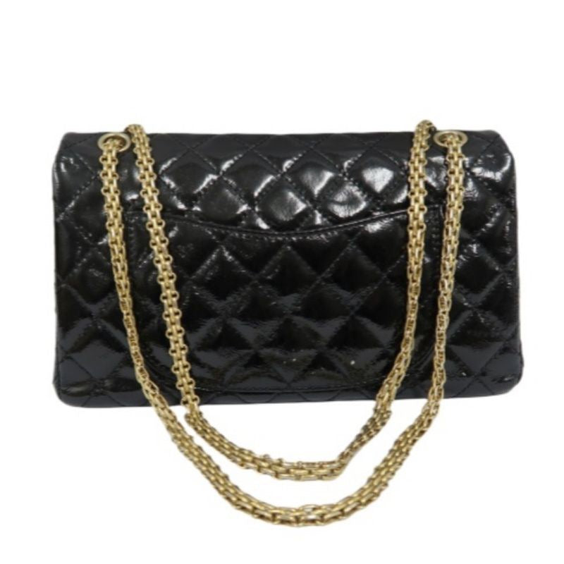Chanel Black Patent Leather 2.55 Shoulder Bag with Gold Hardware