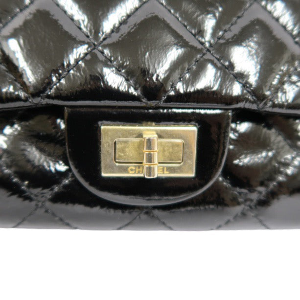 Chanel Black Patent Leather 2.55 Shoulder Bag with Gold Hardware
