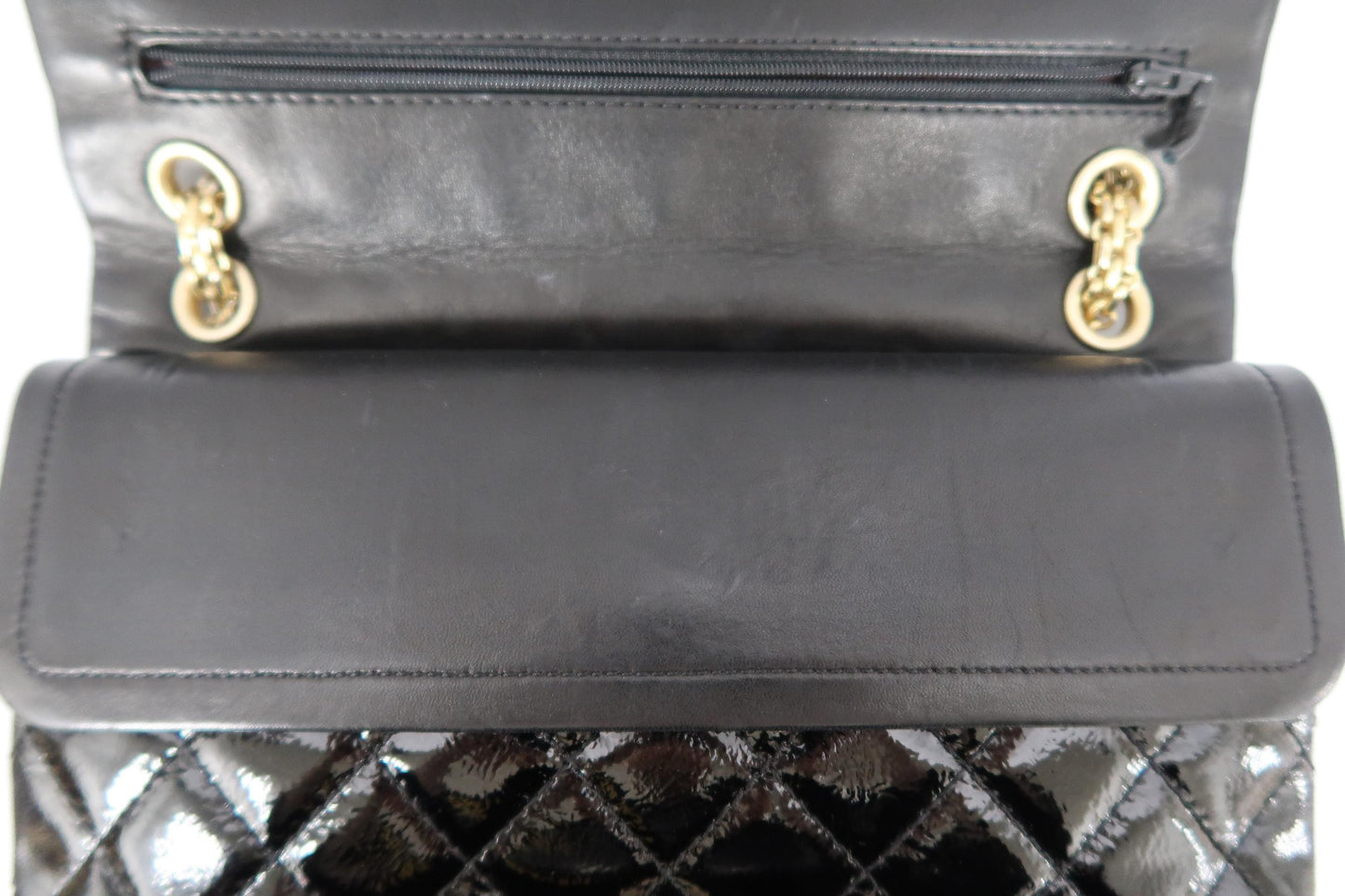 Chanel Black Patent Leather 2.55 Shoulder Bag with Gold Hardware