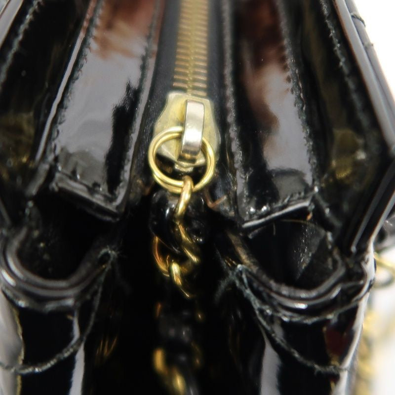 Chanel Enamel Patent Leather Chain Tote Bag Black with Gold Hardware