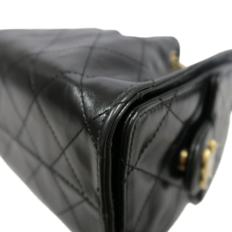 CHANEL 25 Lambskin Hobo Bag Black Gold-Tone Hardware