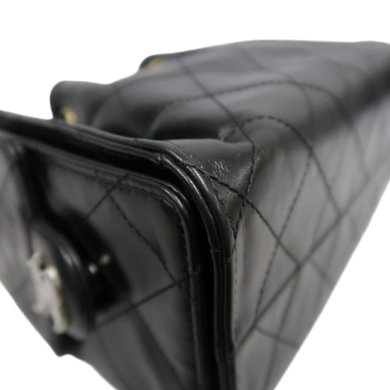 CHANEL 25 Lambskin Hobo Bag Black Gold-Tone Hardware