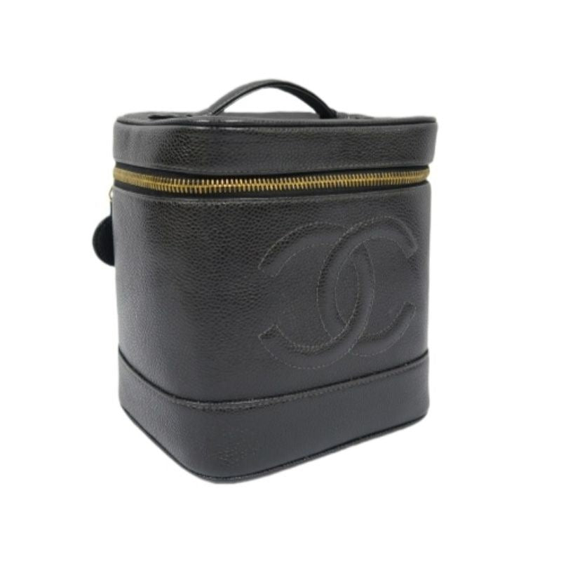 Chanel Coco Mark Caviar Vanity Bag Black with Gold Hardware