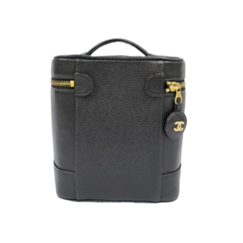 Chanel Coco Mark Caviar Vanity Bag Black with Gold Hardware