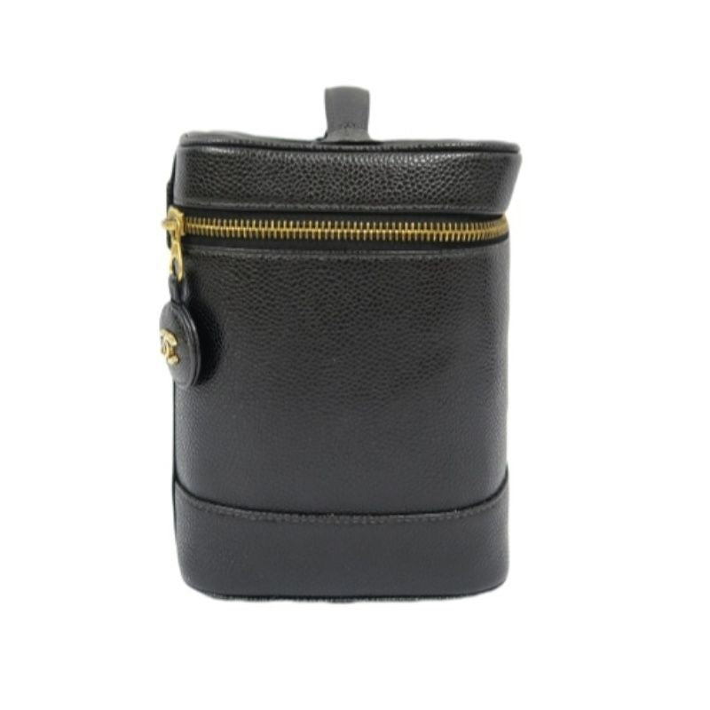 Chanel Coco Mark Caviar Vanity Bag Black with Gold Hardware