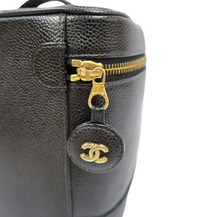 Chanel Coco Mark Caviar Vanity Bag Black with Gold Hardware