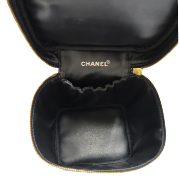 Chanel Coco Mark Caviar Vanity Bag Black with Gold Hardware
