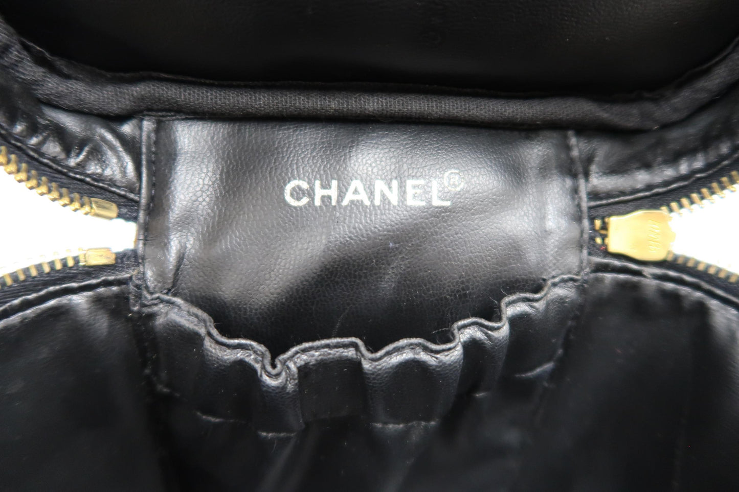 Chanel Coco Mark Caviar Vanity Bag Black with Gold Hardware