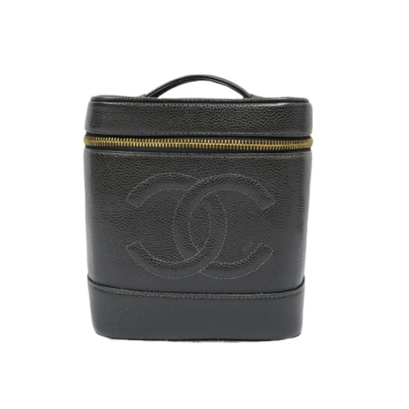 Chanel Coco Mark Caviar Vanity Bag Black with Gold Hardware