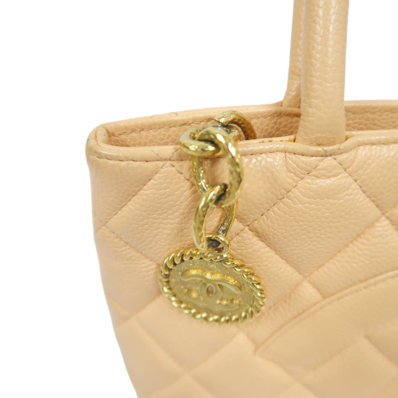 Chanel Reproduction Tote Bag Pink Beige Caviar with Gold Hardware