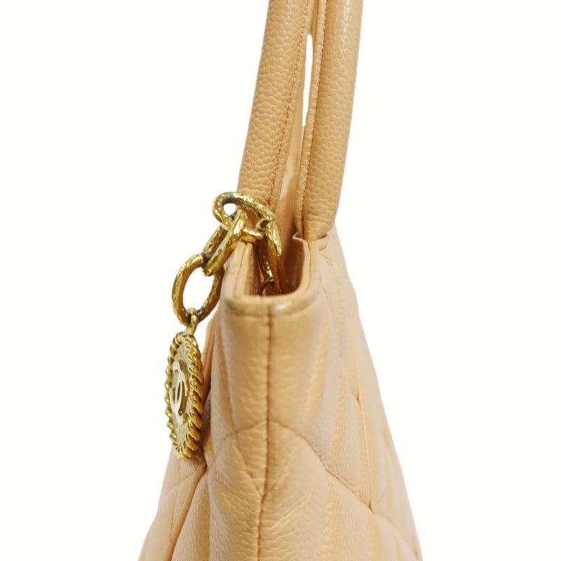 Chanel Reproduction Tote Bag Pink Beige Caviar with Gold Hardware