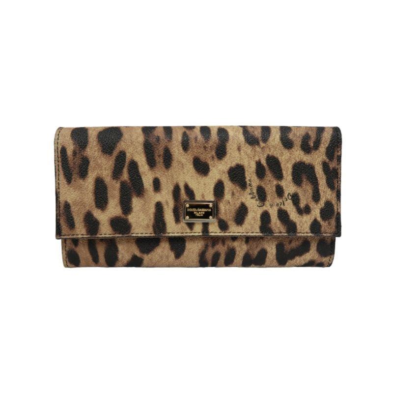 Dolce & Gabbana Leopard Print Long Wallet Brown PVC, with Box