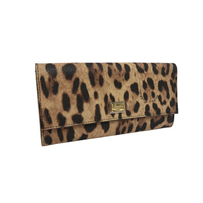 Dolce & Gabbana Leopard Print Long Wallet Brown PVC, with Box