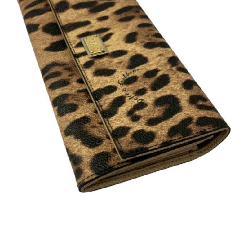 Dolce & Gabbana Leopard Print Long Wallet Brown PVC, with Box