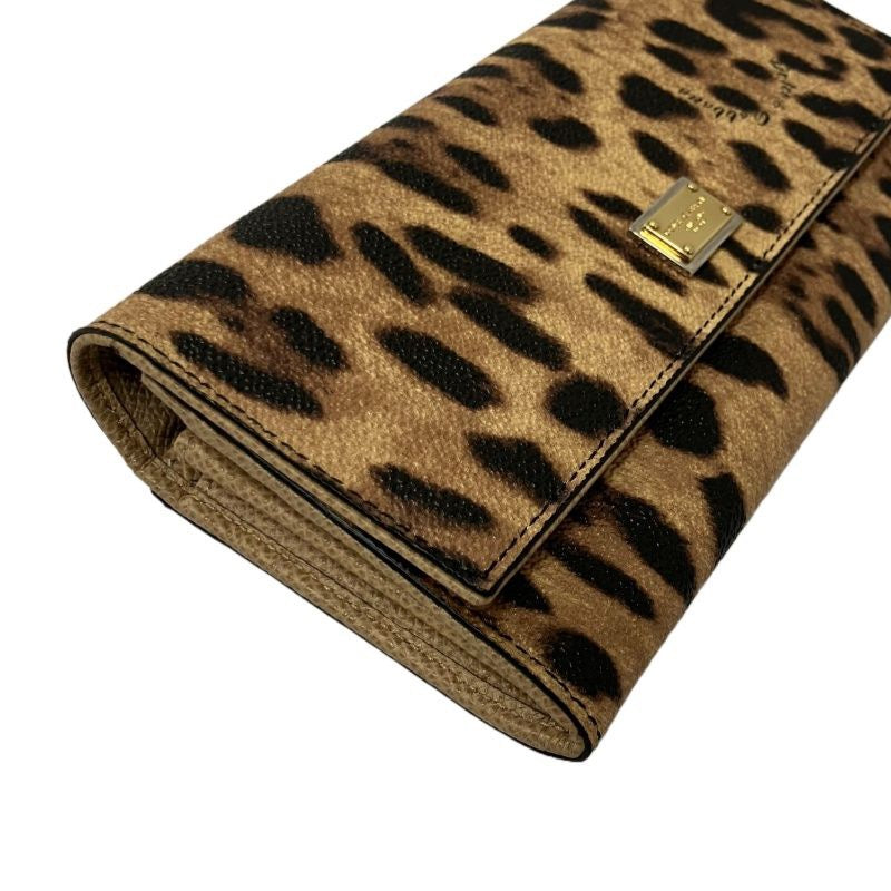 Dolce & Gabbana Leopard Print Long Wallet Brown PVC, with Box
