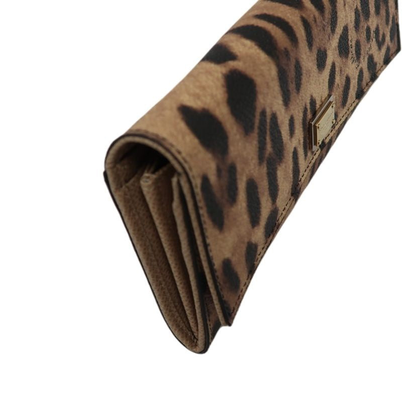 Dolce & Gabbana Leopard Print Long Wallet Brown PVC, with Box