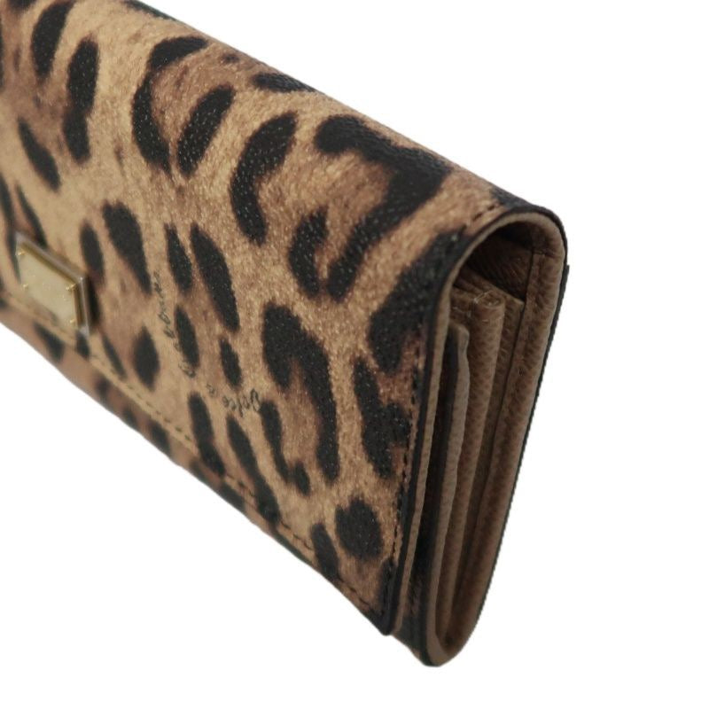 Dolce & Gabbana Leopard Print Long Wallet Brown PVC, with Box