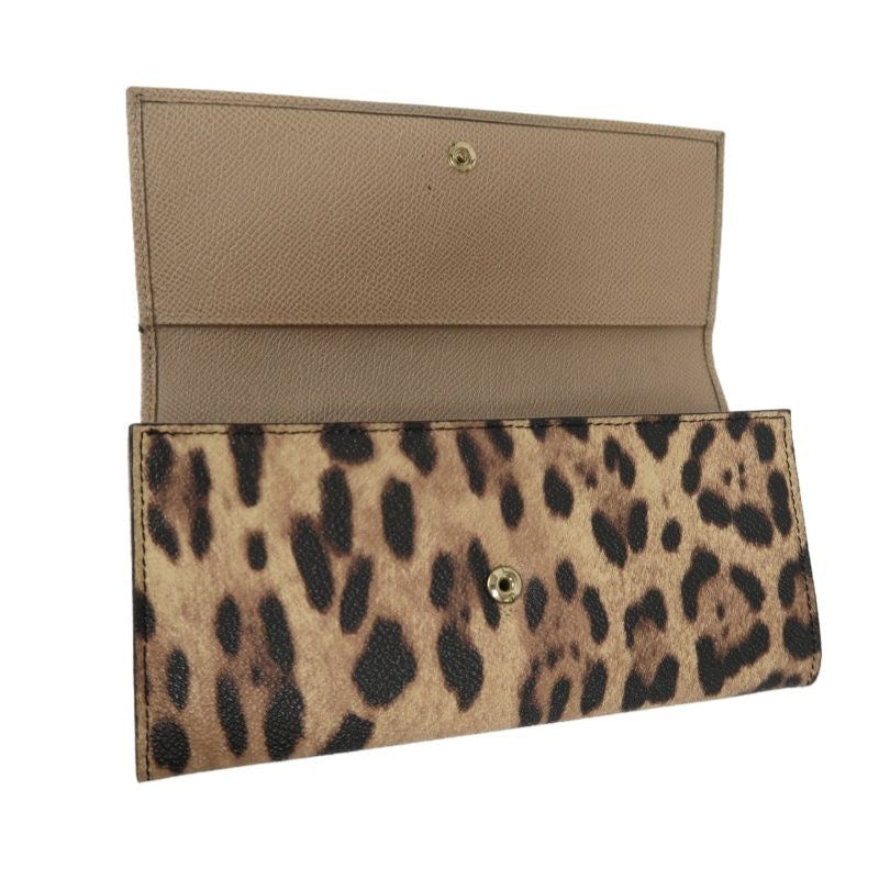 Dolce & Gabbana Leopard Print Long Wallet Brown PVC, with Box