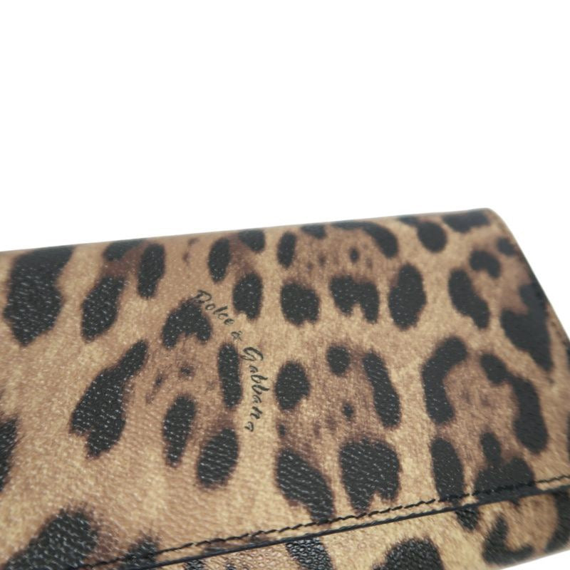 Dolce & Gabbana Leopard Print Long Wallet Brown PVC, with Box