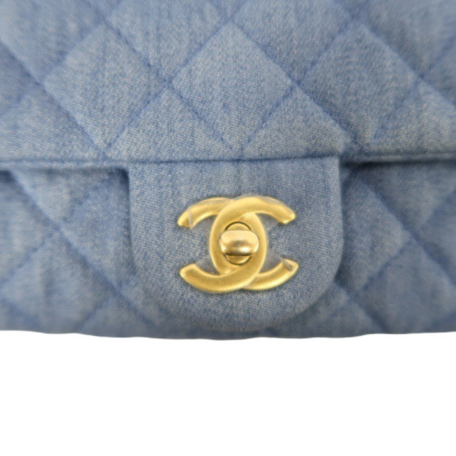 Chanel Blue Denim Classic Flap Bag with Gold Ball Charm
