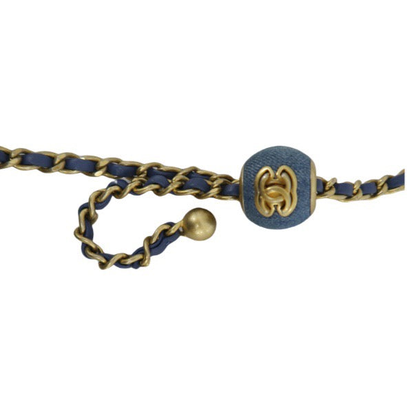 Chanel Blue Denim Classic Flap Bag with Gold Ball Charm