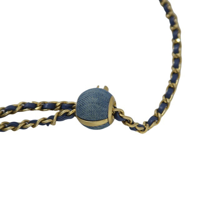 Chanel Blue Denim Classic Flap Bag with Gold Ball Charm