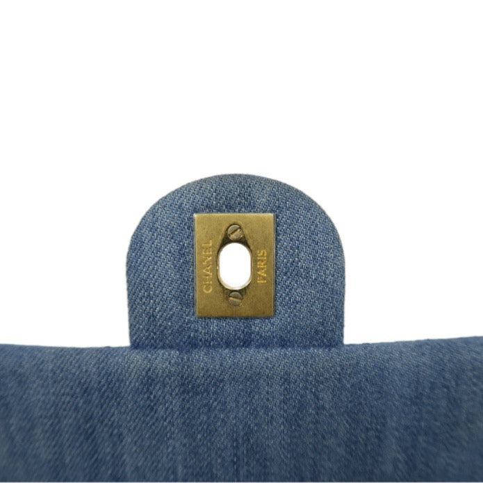 Chanel Blue Denim Classic Flap Bag with Gold Ball Charm
